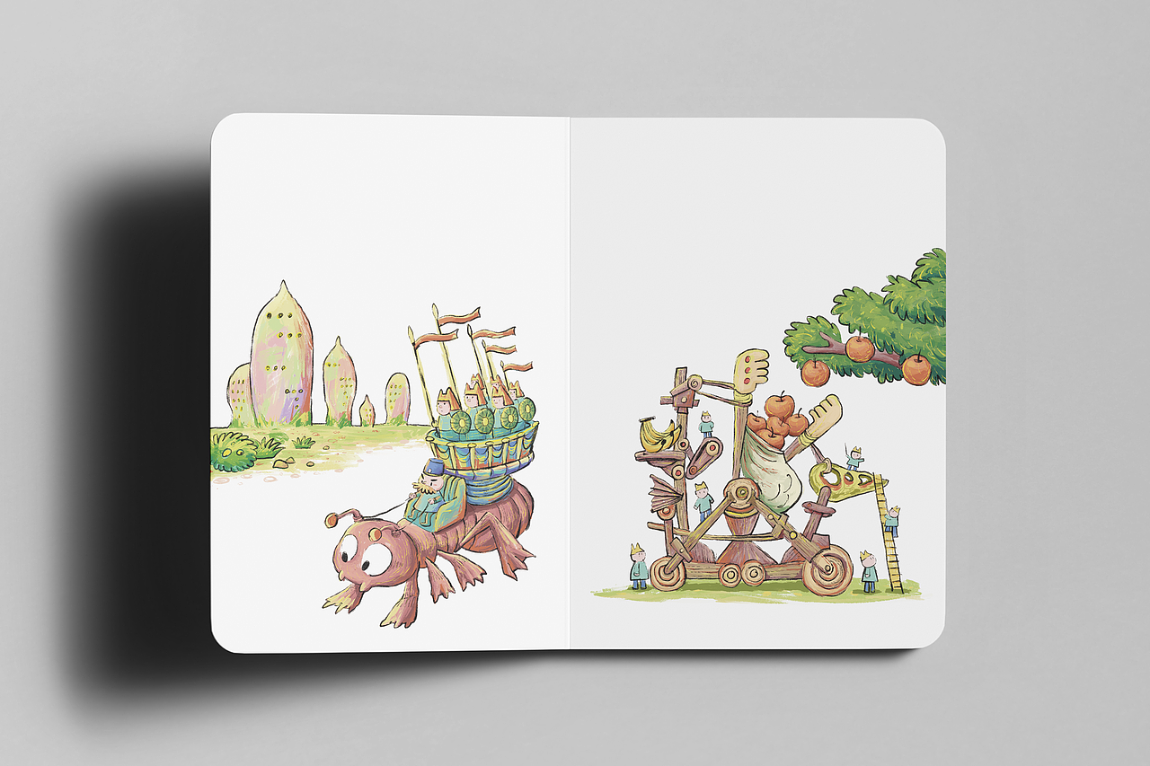 桥梁书《读书太快的喷火龙》与《世界上最大的书》插画