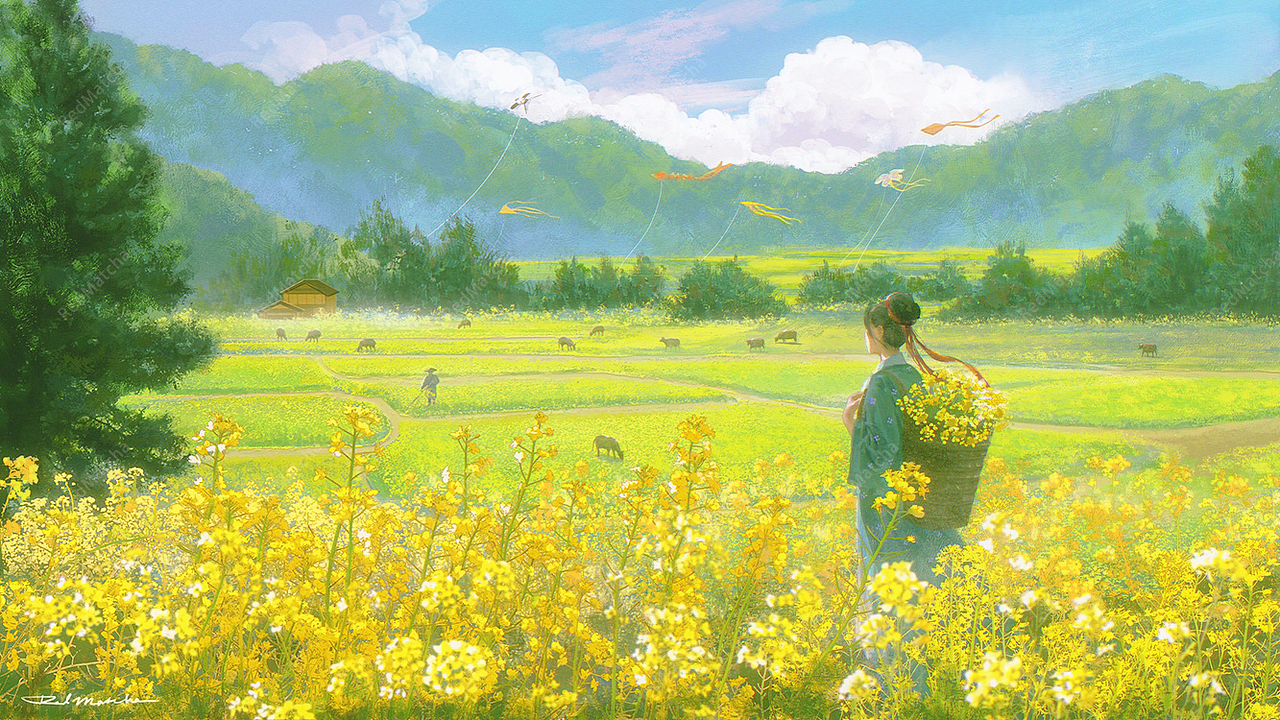 花与风的季节（图ZMzY5MDM4NDcy） - 艺术插画 - 站酷设计师RedMatcha_原创素材 - 站酷ZCOOL