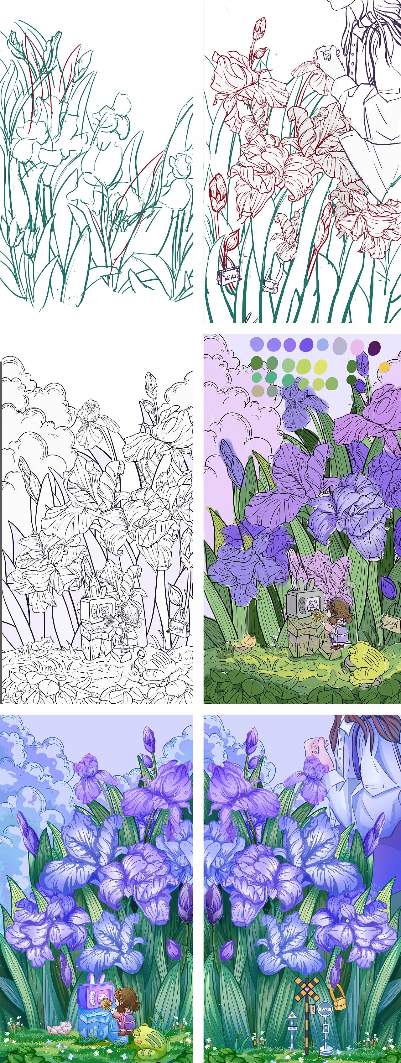 锁屏插画-故乡的鸢尾花