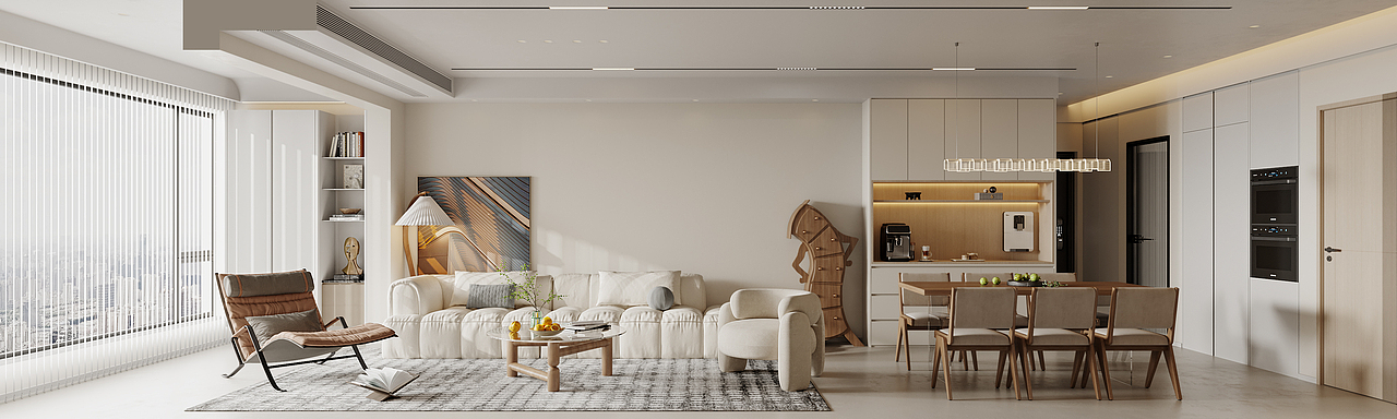 现代奶油风客餐厅