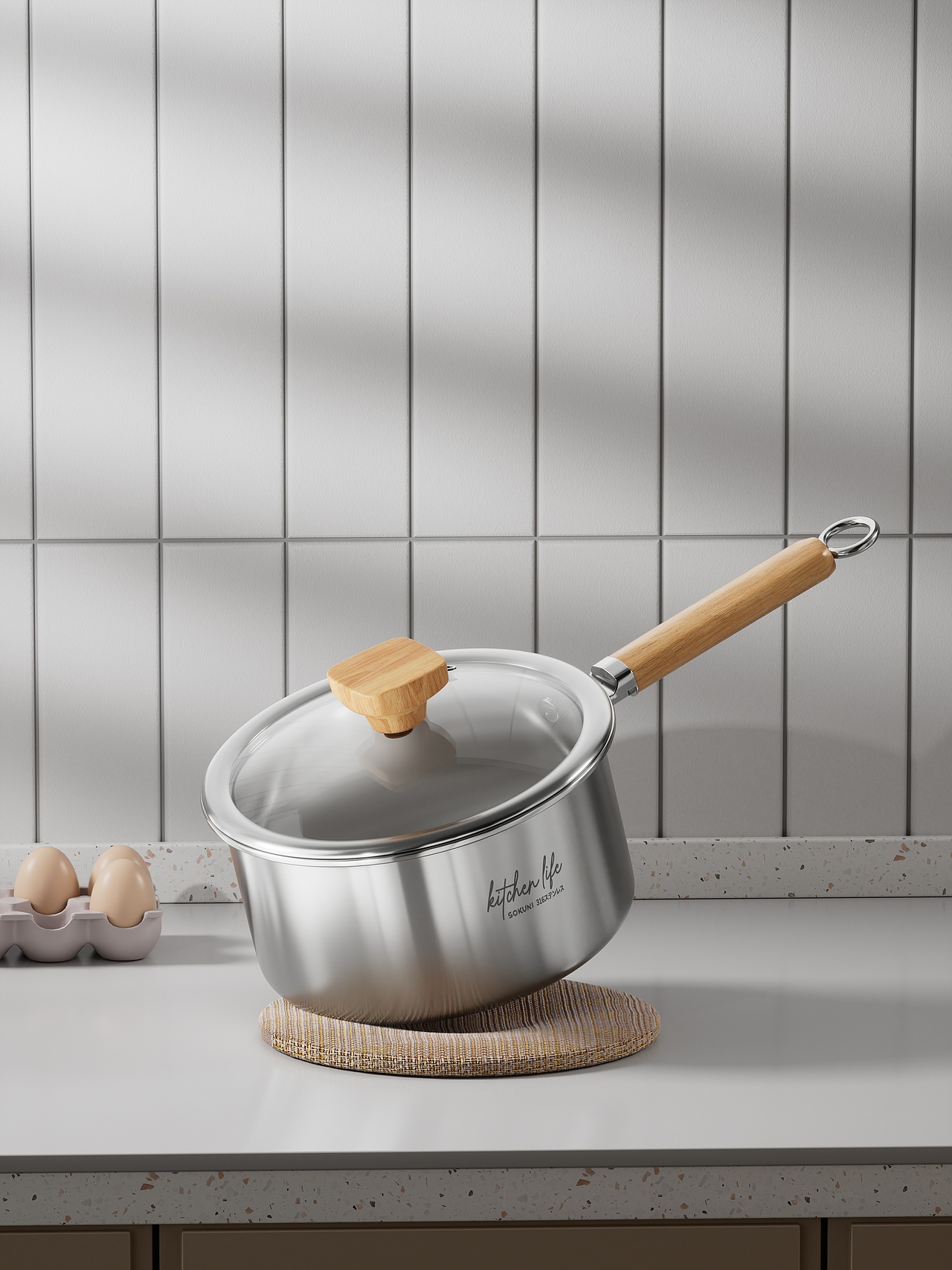 不锈钢蒸锅丨厨具丨3D丨C4D产品渲染 ✖ 德艺电商视觉