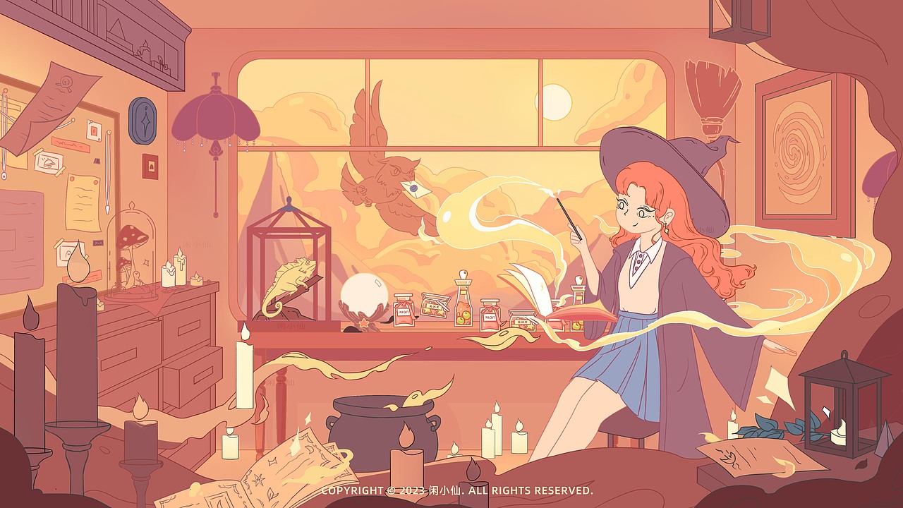魔女的房间（图ZMzQ5NTMzNTQw） - 商业插画 - 站酷设计师闲小仙原创素材 - 站酷ZCOOL