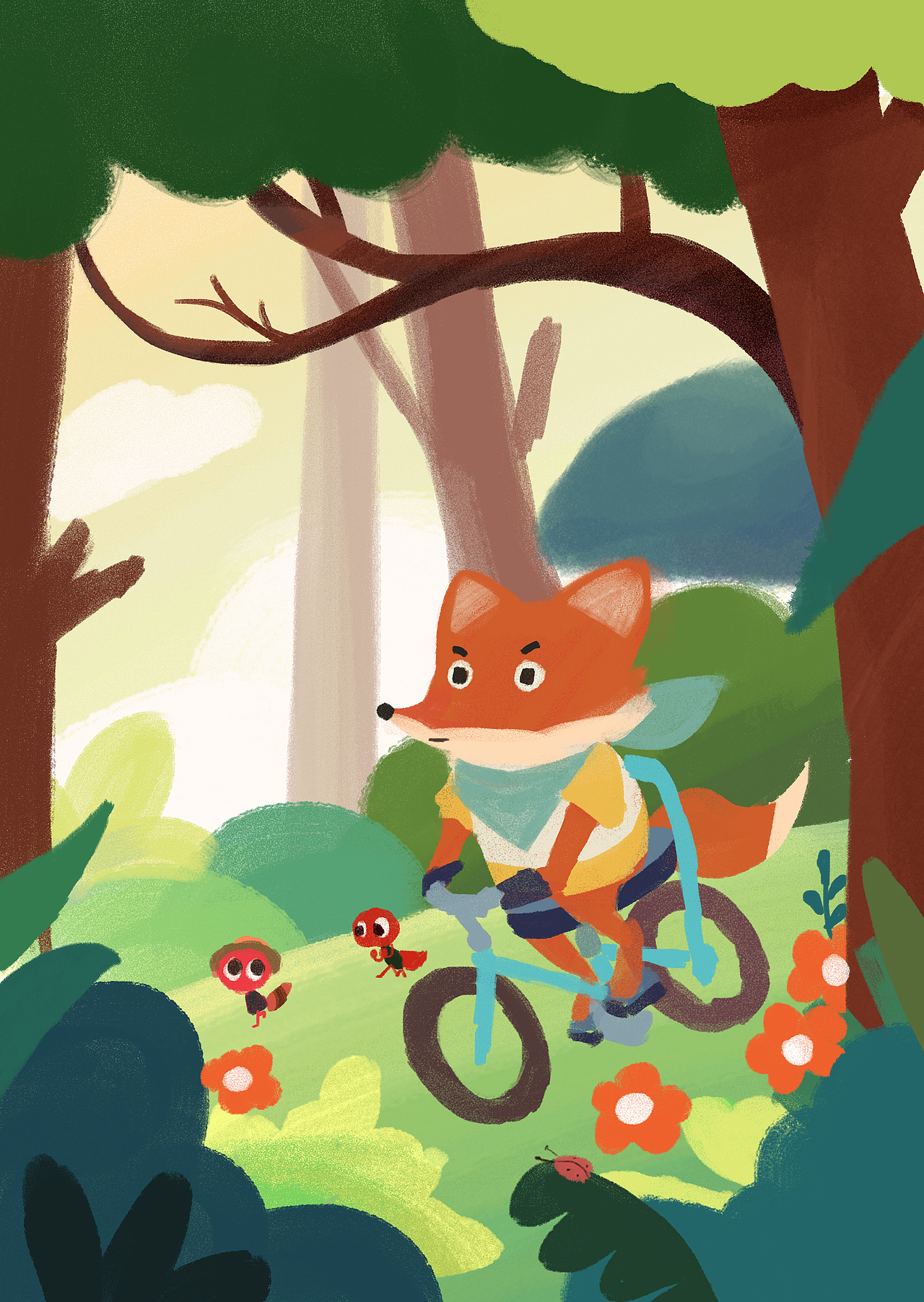 《小狐貍的夏天》含過程圖（圖ZMzIwOTM5MDEy） - 海報(bào) - 站酷設(shè)計(jì)師西柚檸檬茶tea原創(chuàng)素材 - 站酷ZCOOL