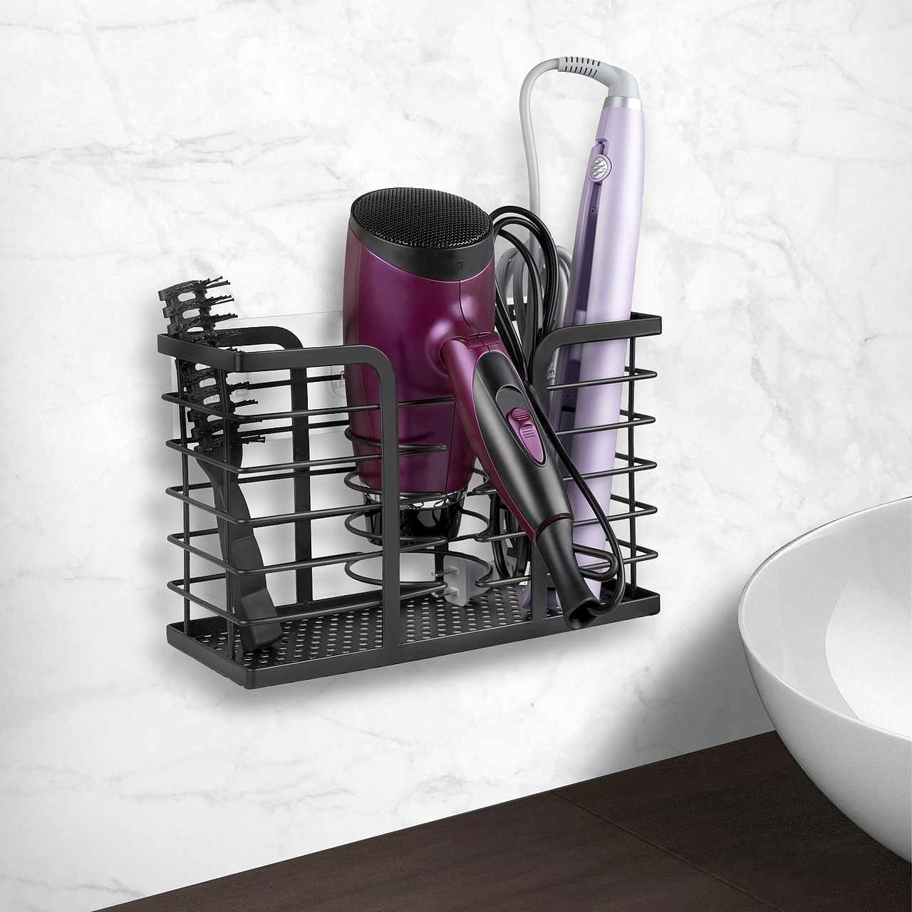 亞馬遜黑色吹風筒收納架精修設計攝影（圖ZMzQyMTMwMzcy） - 電商 - 站酷設計師橙子醬醬原創(chuàng)素材 - 站酷ZCOOL