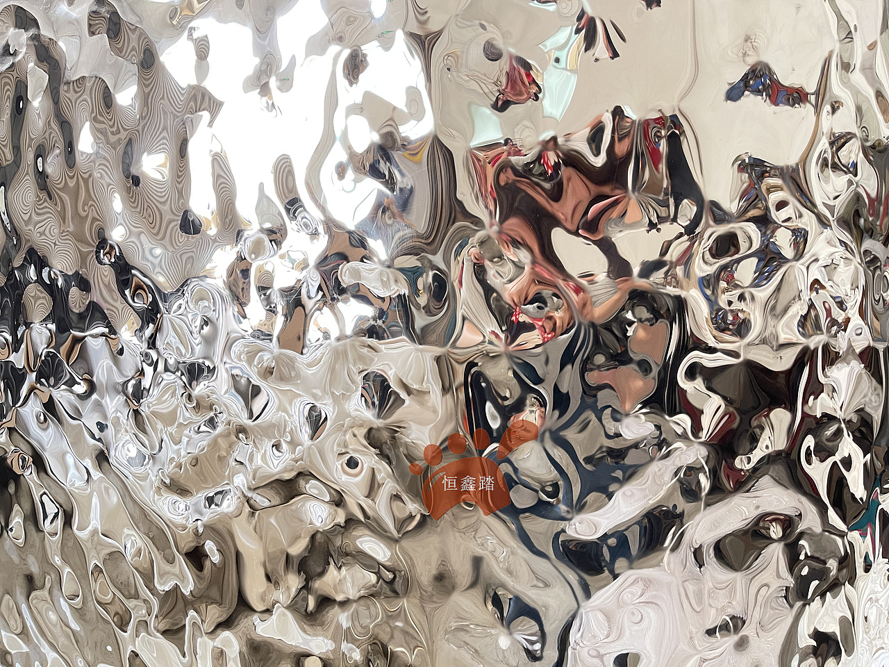 售楼部水波纹不锈钢吧台 轻奢现代风接待桌