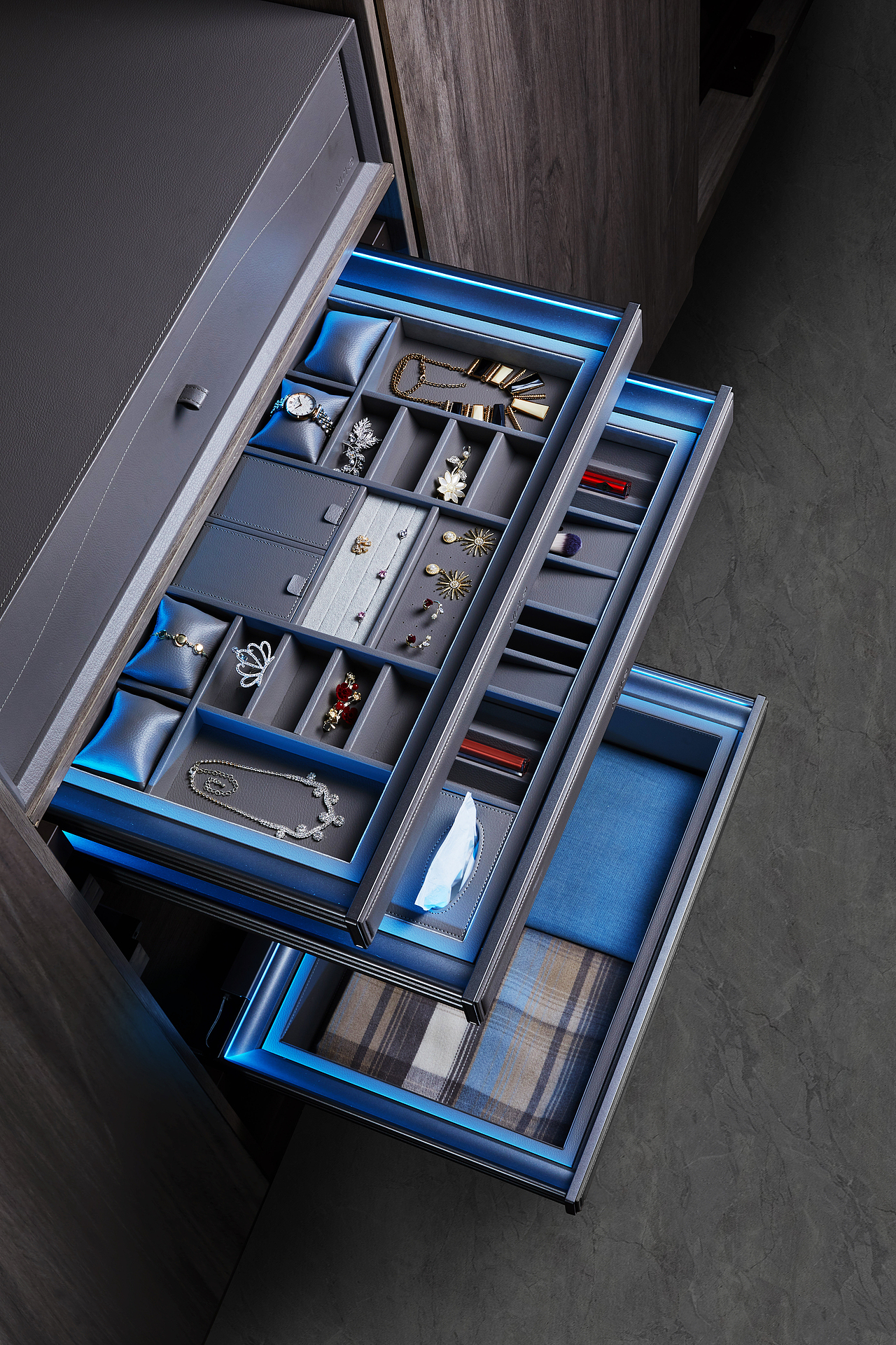 衣帽间收纳功能五金修图