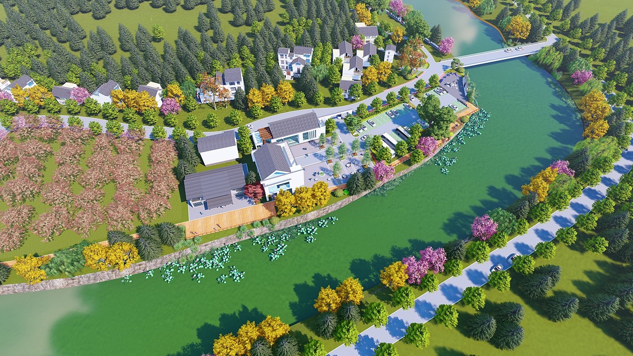 合江村乡村振兴规划 游客服务中心村牌活动广场木栈道