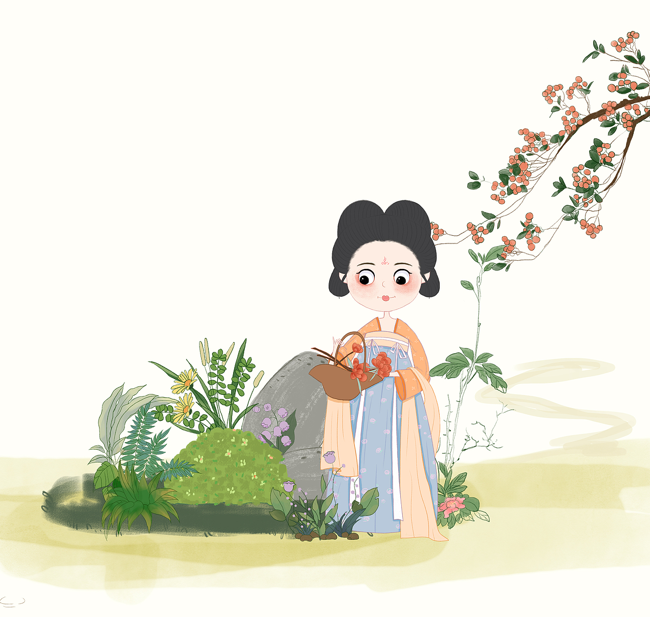 春日游园（图ZMzM0MjU4Njg4） - 商业插画 - 站酷设计师程小九儿原创素材 - 站酷ZCOOL