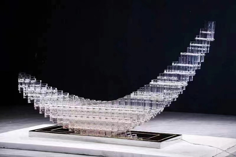 售楼处酒店大堂雕塑层叠透明亚克力装饰品艺术落地摆件