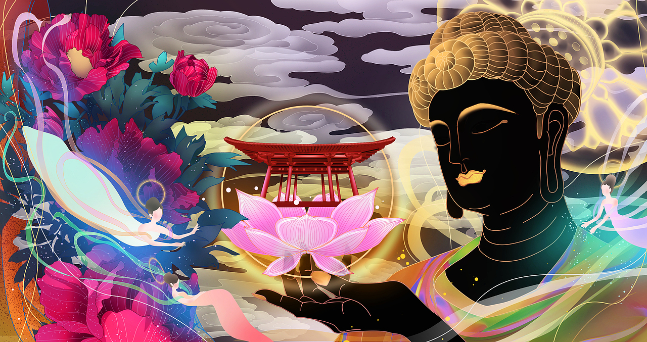 龙门石窟插画 + LIVE2D动画