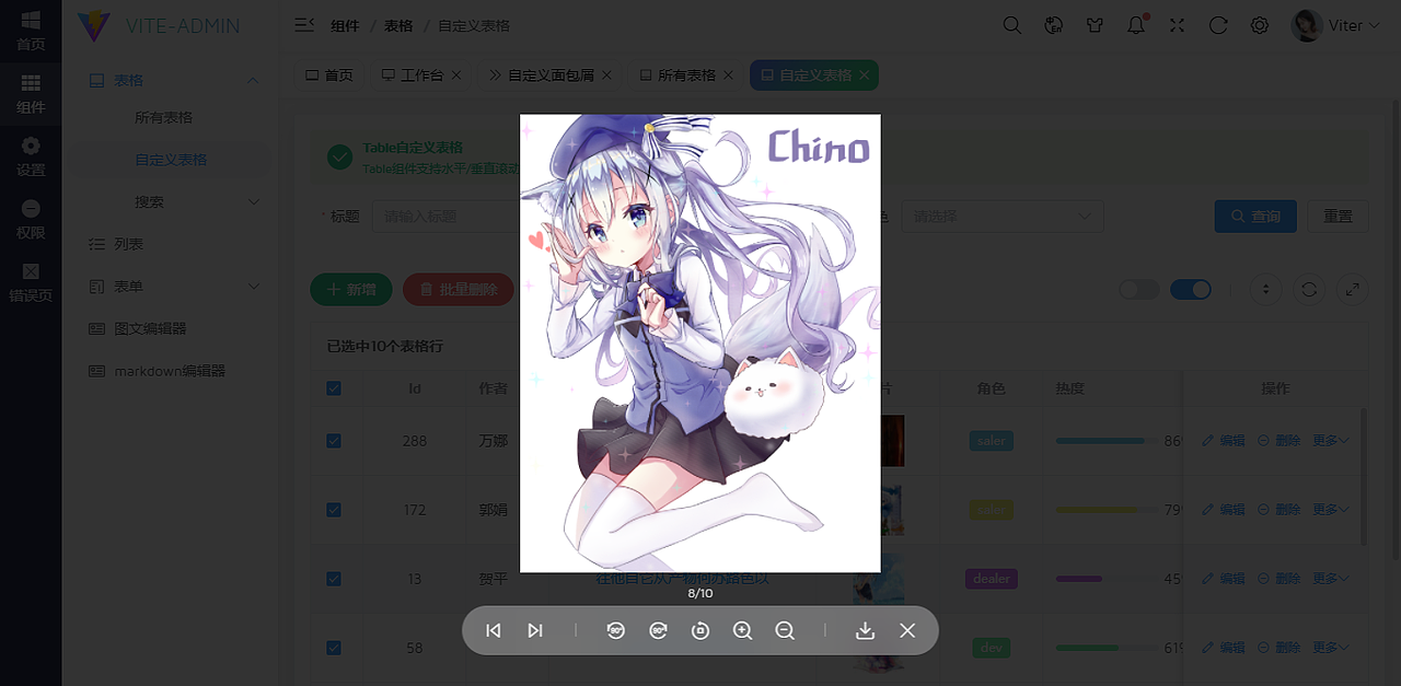 Vite4+Pinia2后台管理|vue3+pinia高配后台模板