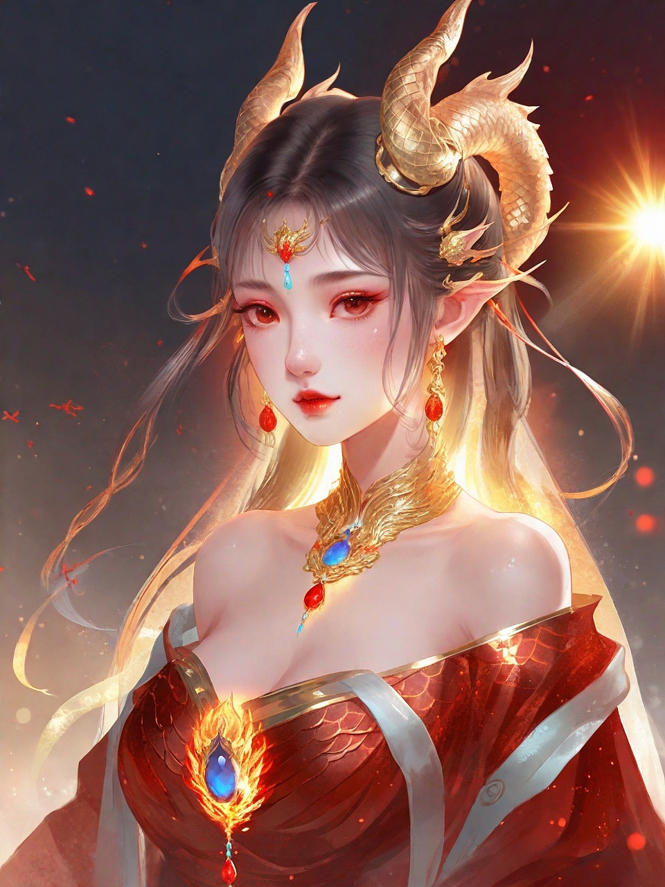 AI绘画｜红色系小龙女