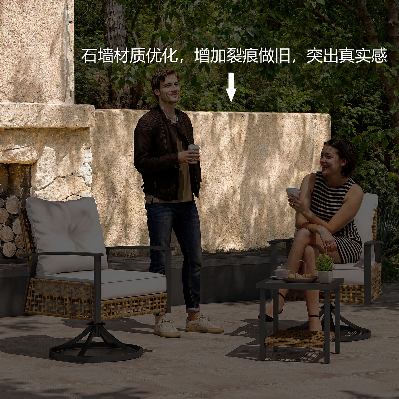 AI辅助人物场景合成 亚马逊户外家具摇椅分享