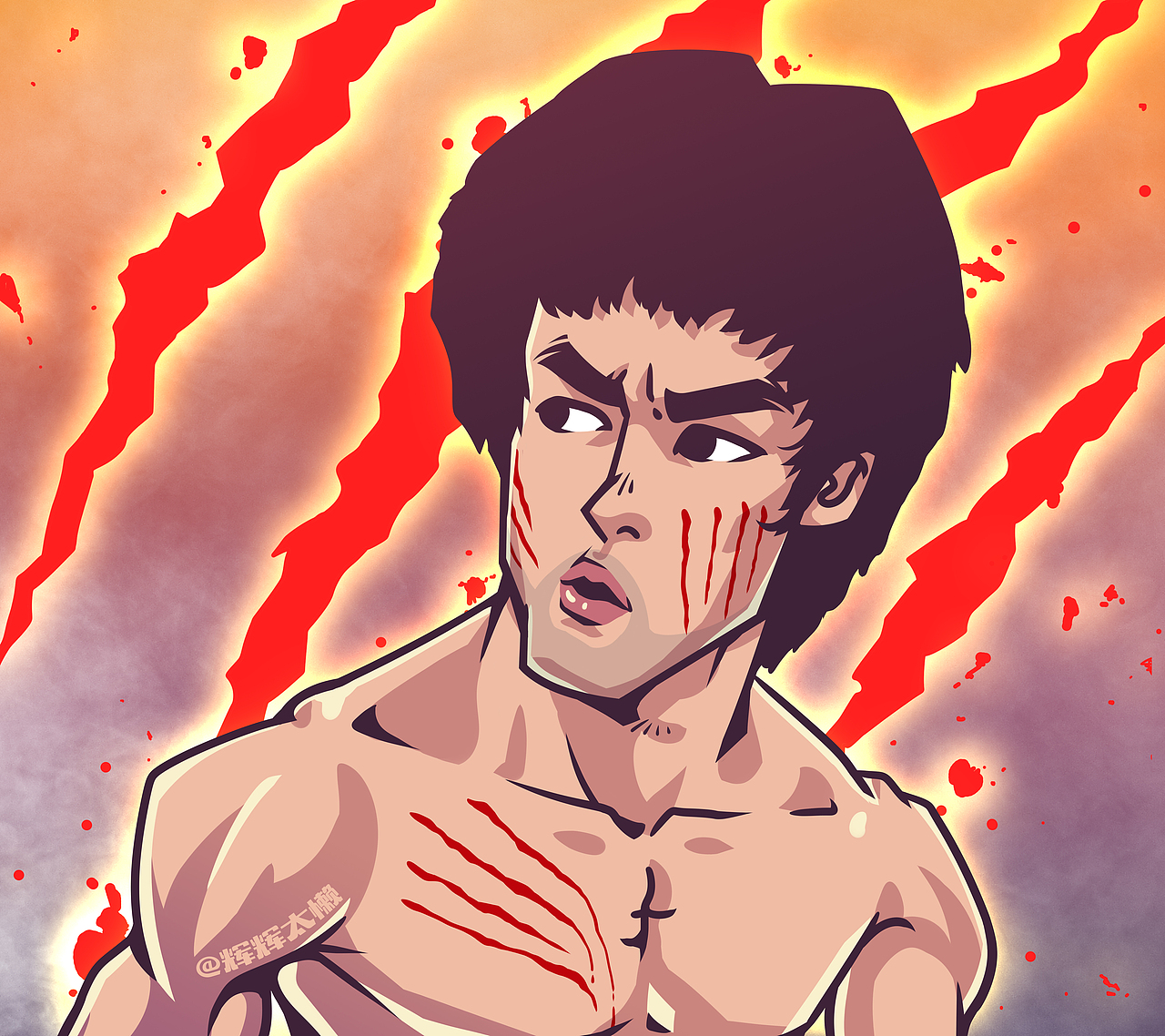 李小龙《龙争虎斗》电影插画（图ZMzI4ODczNTM2） - 创作习作 - 站酷设计师ZH_辉太懒原创素材 - 站酷ZCOOL