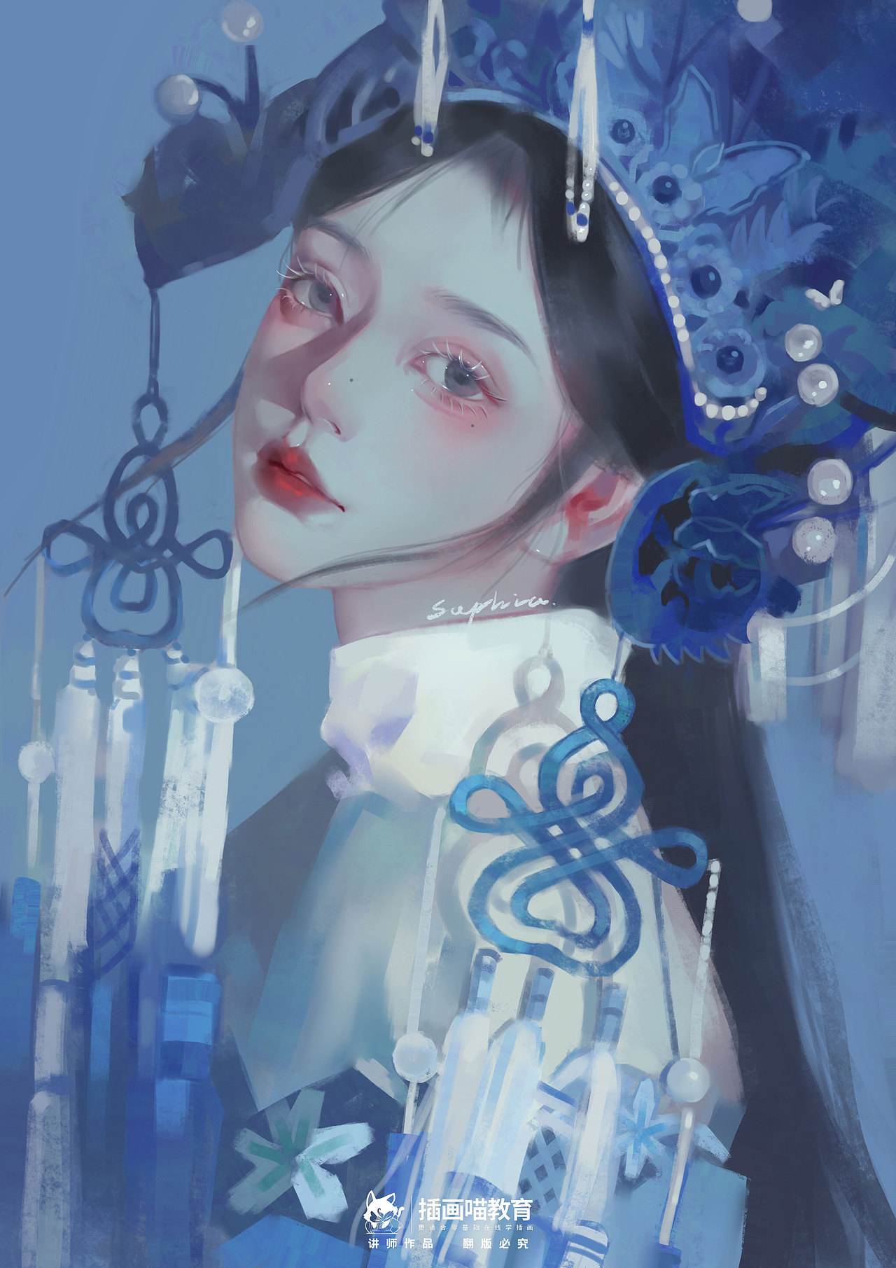 插画喵-sophia老师作品(ipad厚涂人物头像风格)