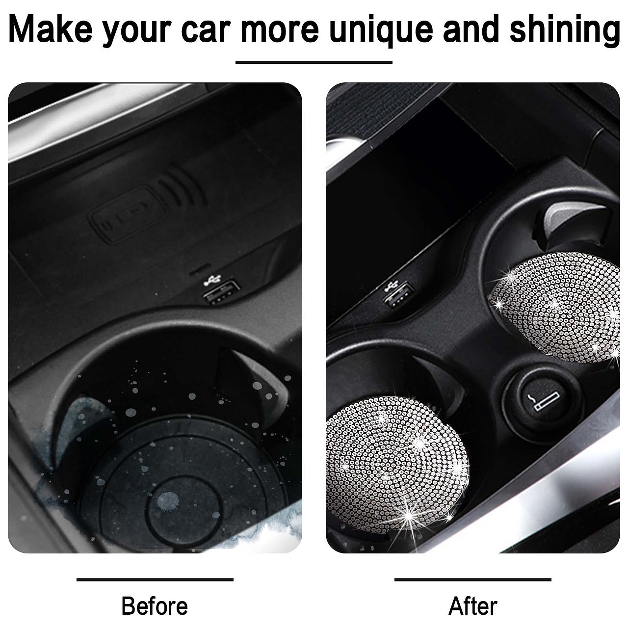 4件镶钻汽车杯垫套装