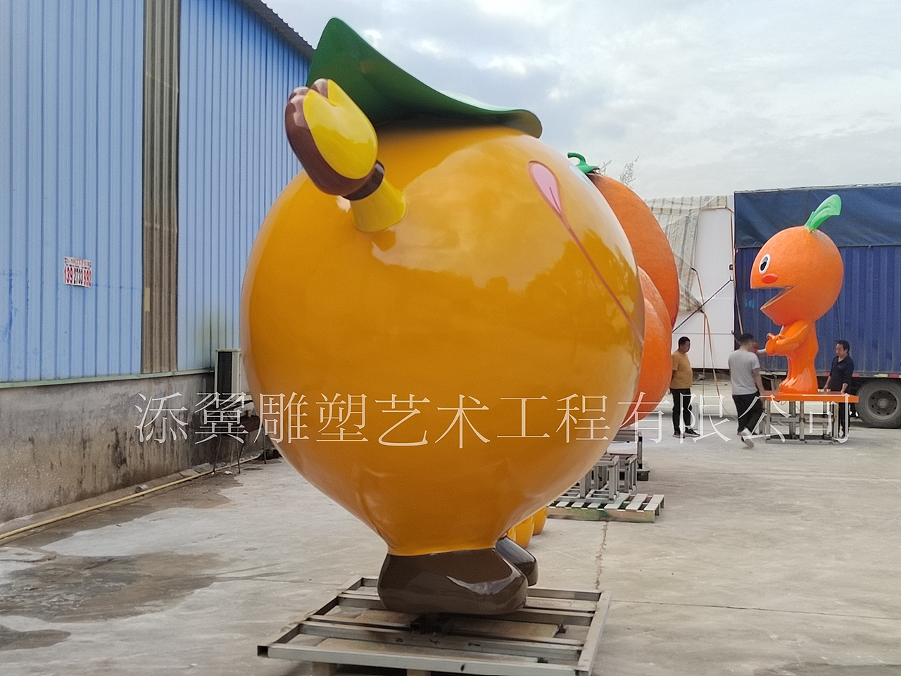 橙迎八方客玻璃钢脐橙子雕塑蜜橙出头彩