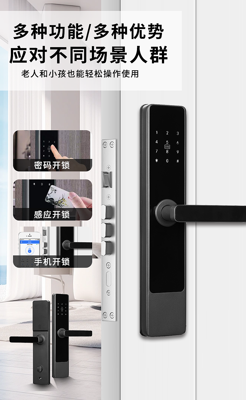 公寓民宿app密码智能电子锁详情主图sku
