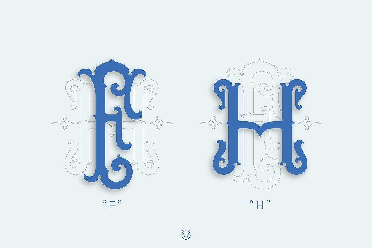 婚礼徽章LOGO-FH-Monogram花押字-手绘复古镜画（图ZMzE2NzQwMzE2） - 字体/字形 - 站酷设计师vgworks原创素材 - 站酷ZCOOL