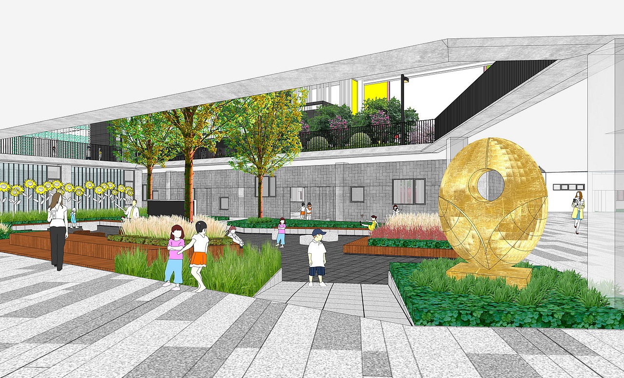 光谷第十三小学景观SU模型下载