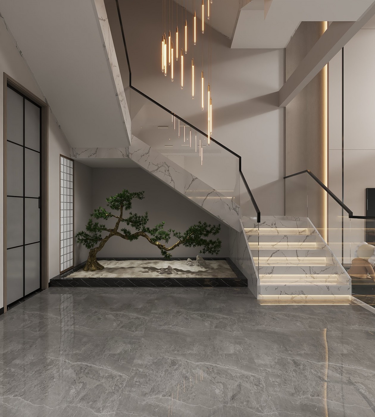 现代别墅客餐厅效果图设计