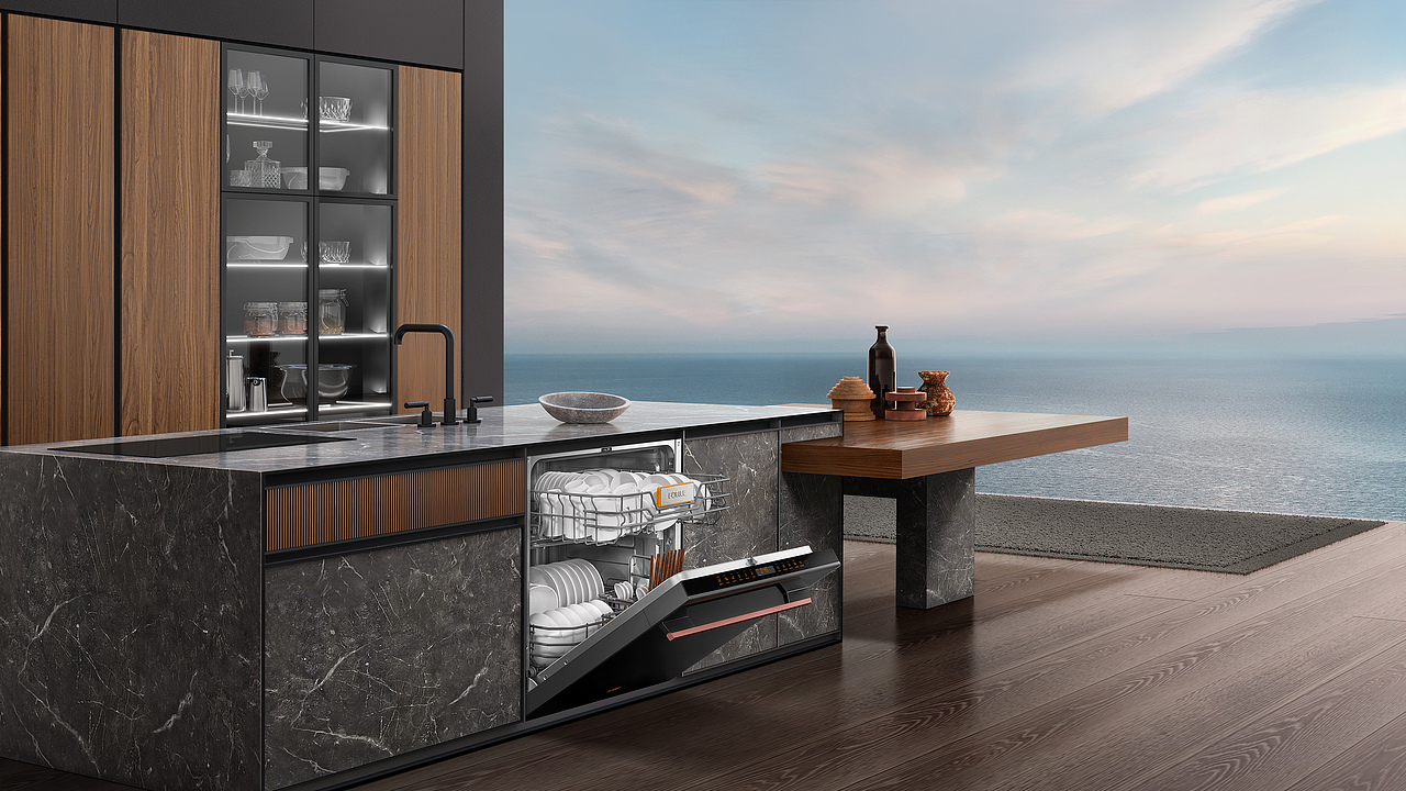 基于用户体验和家庭使用习惯的观察,瑞德设计·产品高效利用厨房空间,采用嵌入式设计,尽显厨房家居美学。方太WE01嵌入式洗碗机采用智能分腔结构,解锁大容量灵活洗涤空间,高效清洗节能省水,高能气泡深层洁净,轻松剥离顽固污渍,即刻解放双手。