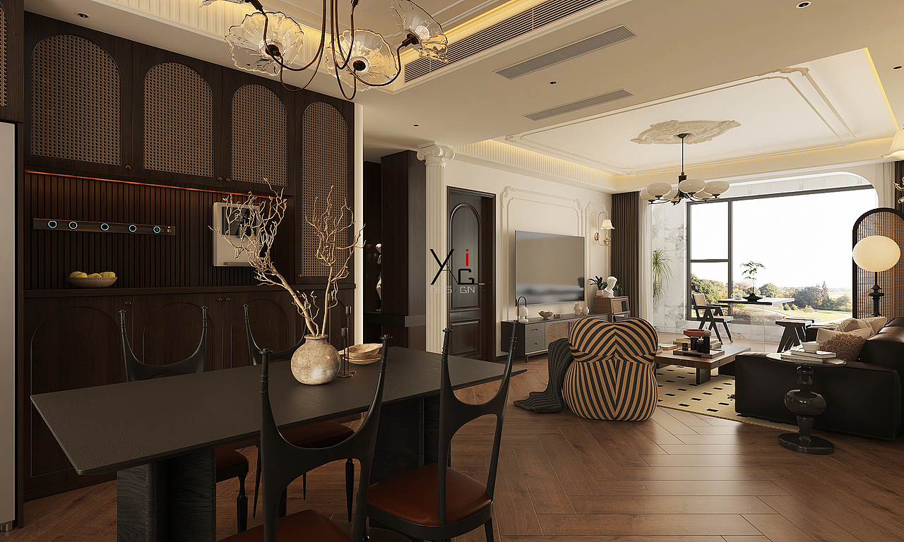 焦糖色177平米法式复古/硬装才十五万