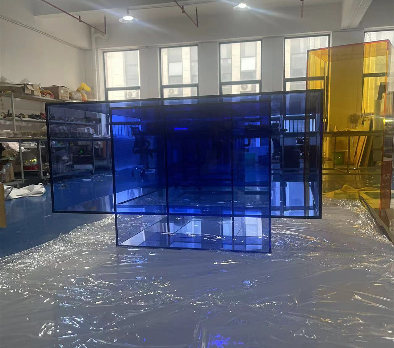 高透明亚克力渐变彩色展示柜定制有机玻璃装饰摆件柜