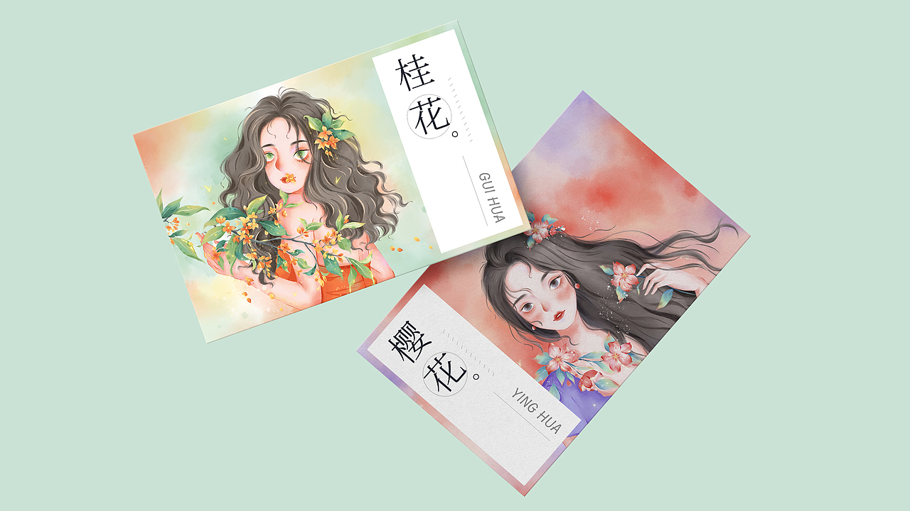 少女与花系列插画