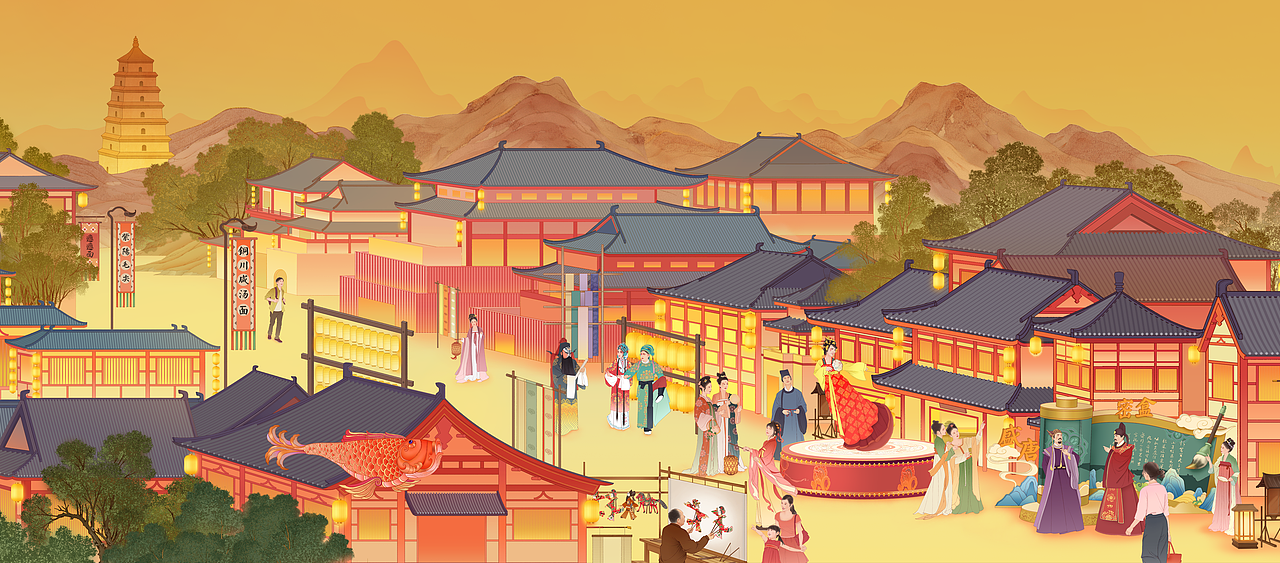 《新千里江山·壮美陕西》14米超长卷 被陕博收藏(图ZMzU0NzI3MTA4) - 商业插画 - 站酷设计师特浓TN原创素材 - 站酷ZCOOL