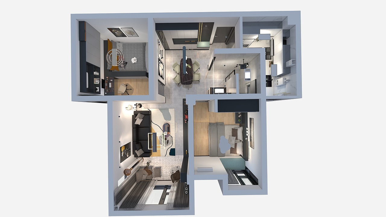 成都远大林语城南庭(77平方现代简约两居室)