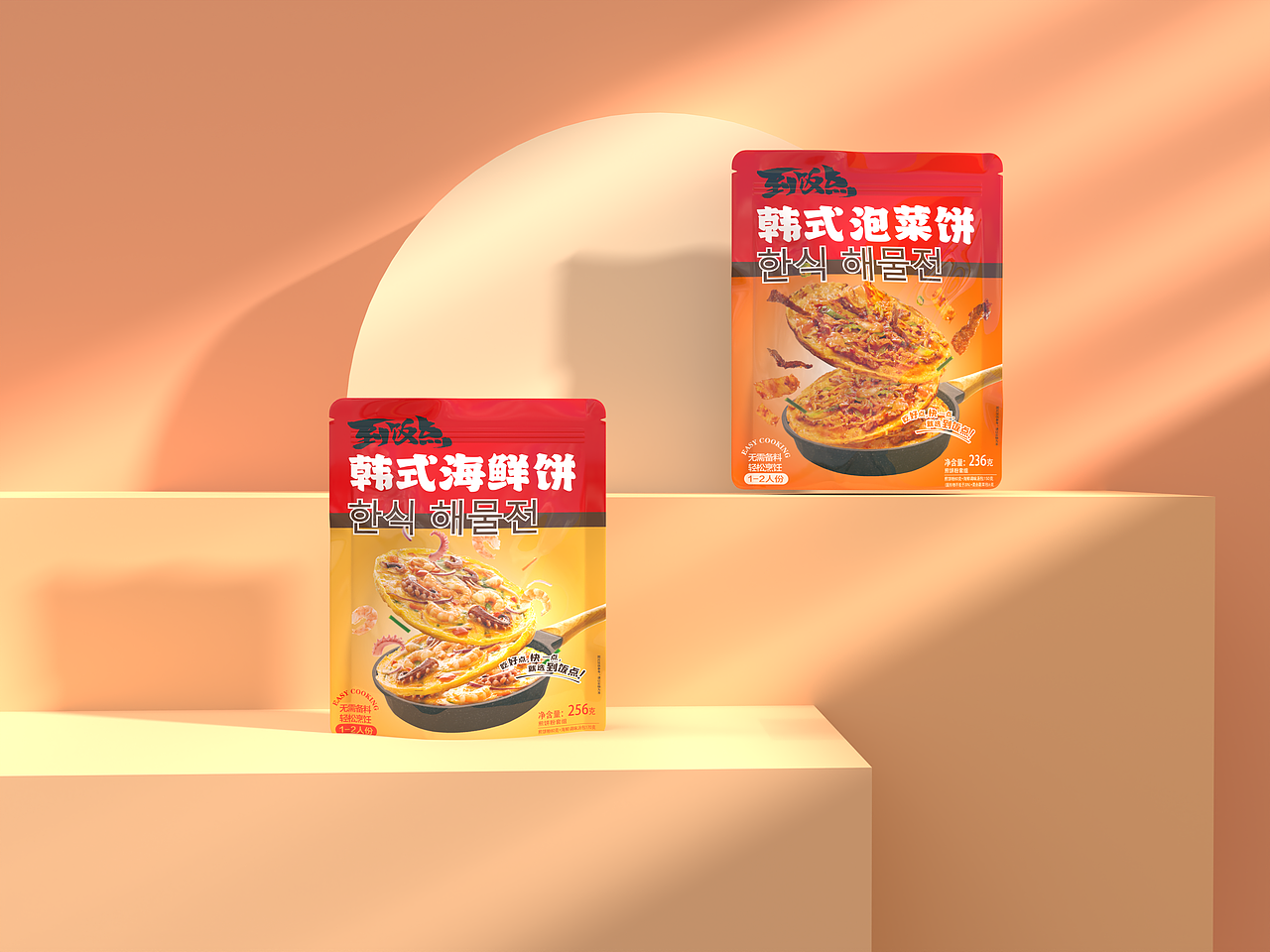 韩式海鲜煎饼/泡菜煎饼包装设计