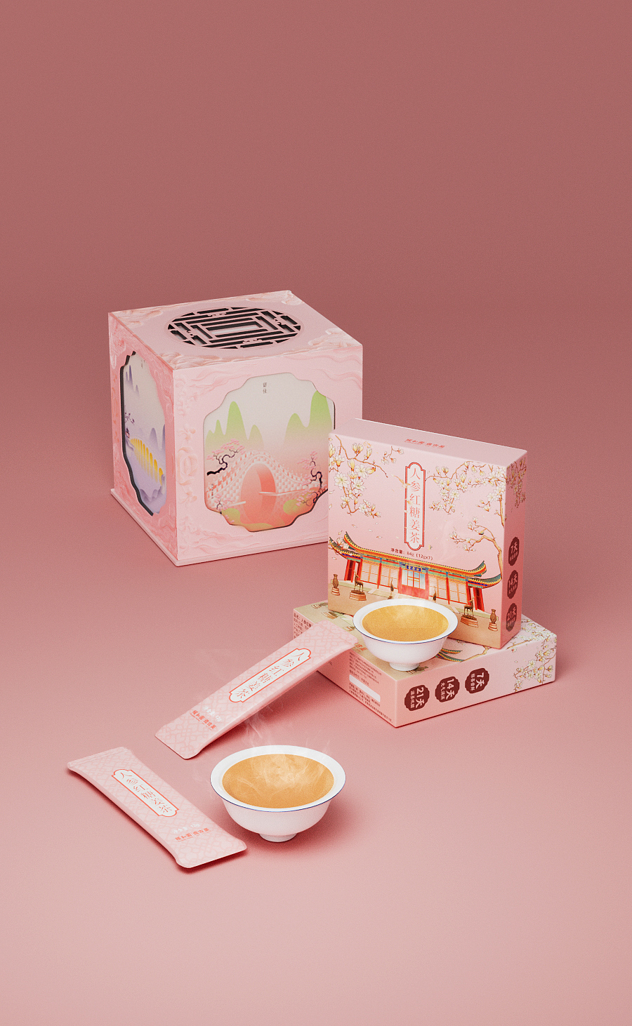 人参红糖姜茶&绿色宫灯文创三维设计（图ZMzQ1Nzk3MzY0） - 产品 - 站酷设计师呈呈同学原创素材 - 站酷ZCOOL