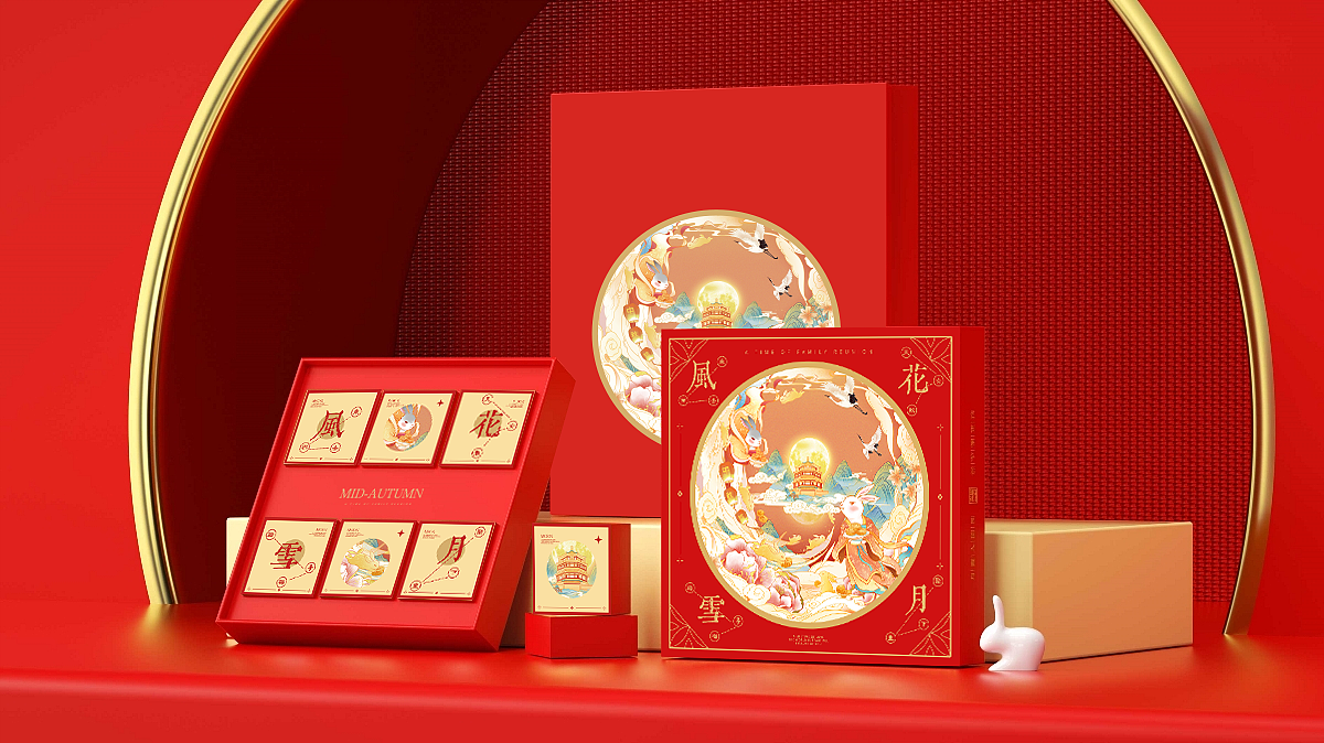 中秋月饼礼盒——风花雪月系列国潮包装（图ZMzY4MDMzNDQ4） - 包装 - 站酷设计师成湘君原创素材 - 站酷ZCOOL