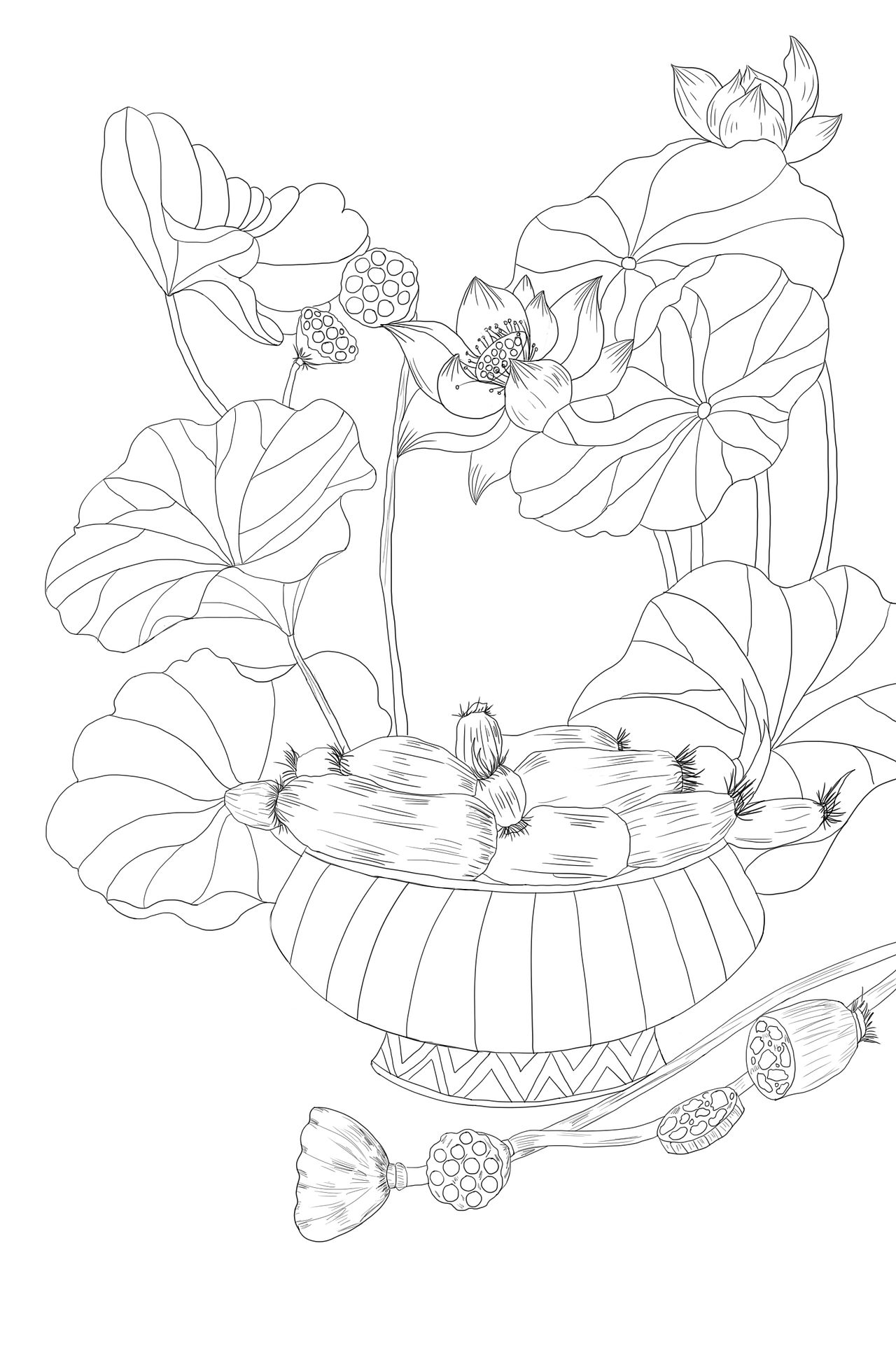 今天練習(xí)了一副荷葉蓮花圖（圖ZMzQ3MTA5NDMy） - 藝術(shù)插畫(huà) - 站酷設(shè)計(jì)師陳掌門(mén)原創(chuàng)素材 - 站酷ZCOOL
