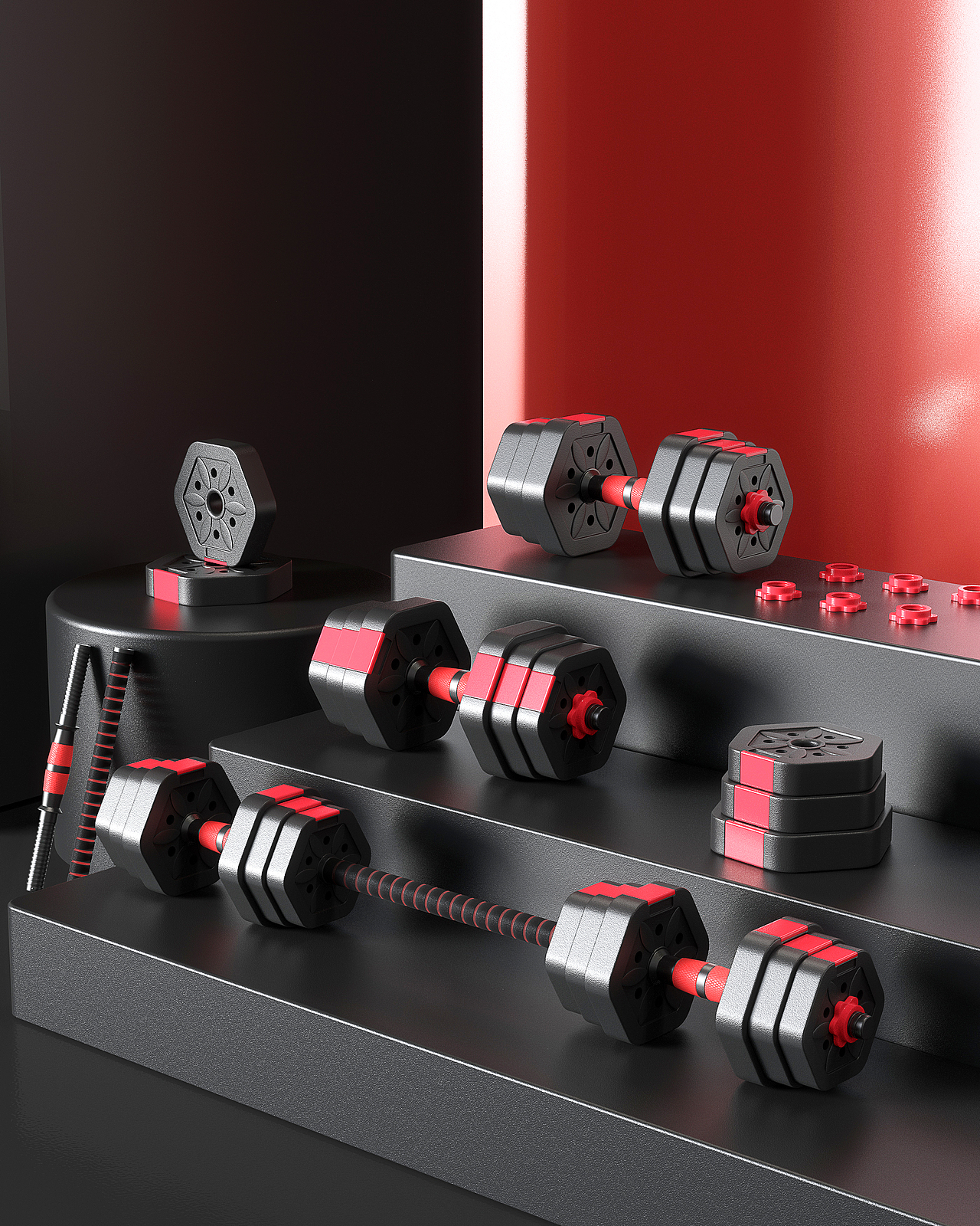 哑铃杠铃建模渲染详情页制作（图ZMzIxMTcxMzMy） - 电商 - 站酷设计师3D建模渲染Sam原创素材 - 站酷ZCOOL