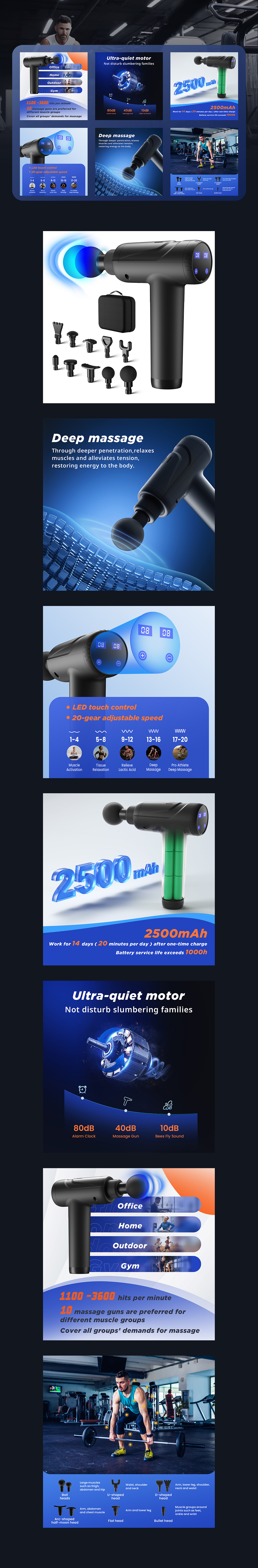 筋膜枪 亚马逊主图/A+制作（图ZMzEzODA0MTAw） - 电商 - 站酷设计师产品摄影建模渲染原创素材 - 站酷ZCOOL