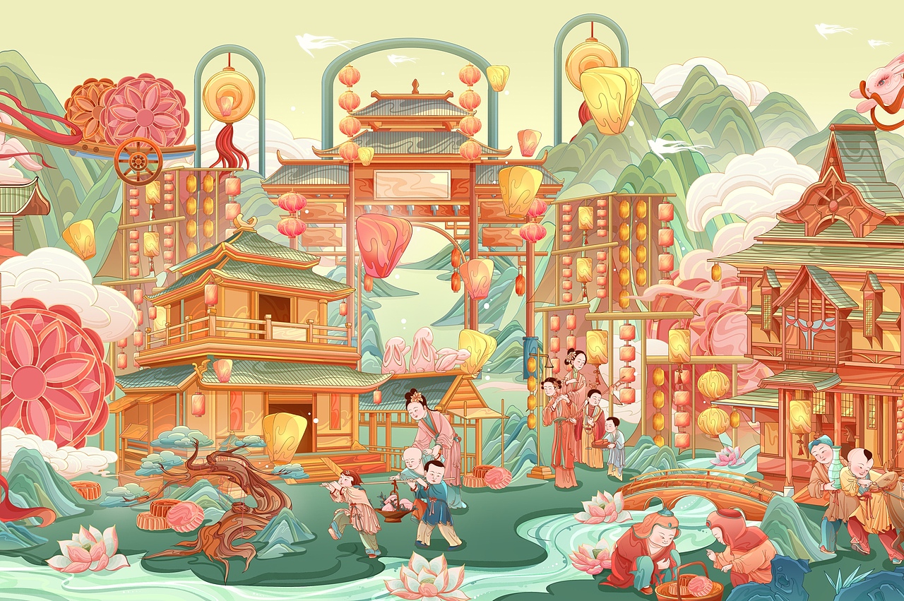 中秋节插画 | 《中秋月下图》下卷