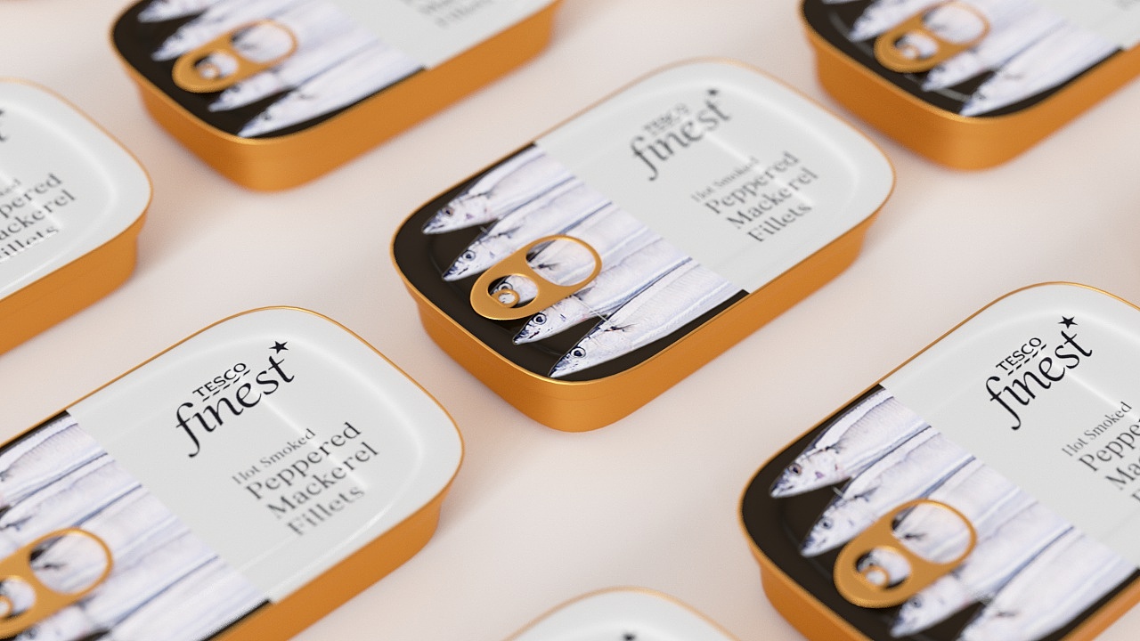 拉环的布线、铁盒凹痕布线、OC分布
鱼罐头的包装设计