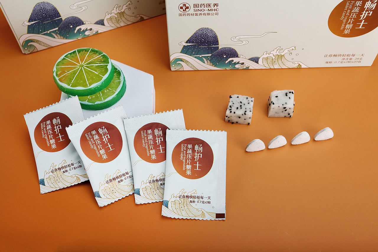 清畅果蔬益生元米色国风简易盒包装设计