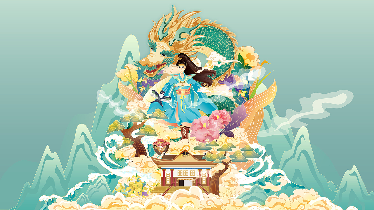 少年与龙（图ZMzE0MDAwNDA4） - 艺术插画 - 站酷设计师一多半原创素材 - 站酷ZCOOL