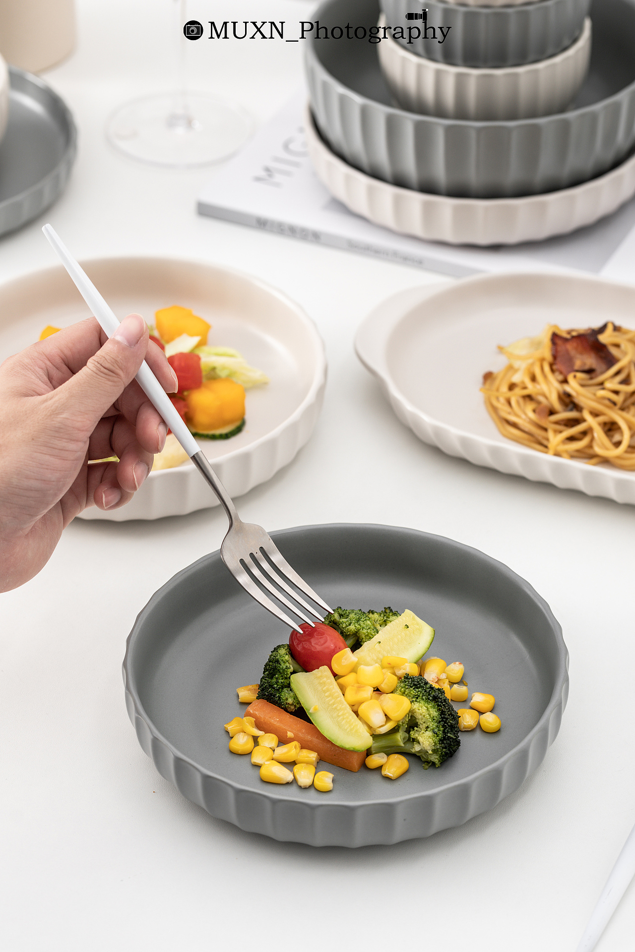 #北欧ins条纹双色混搭餐具