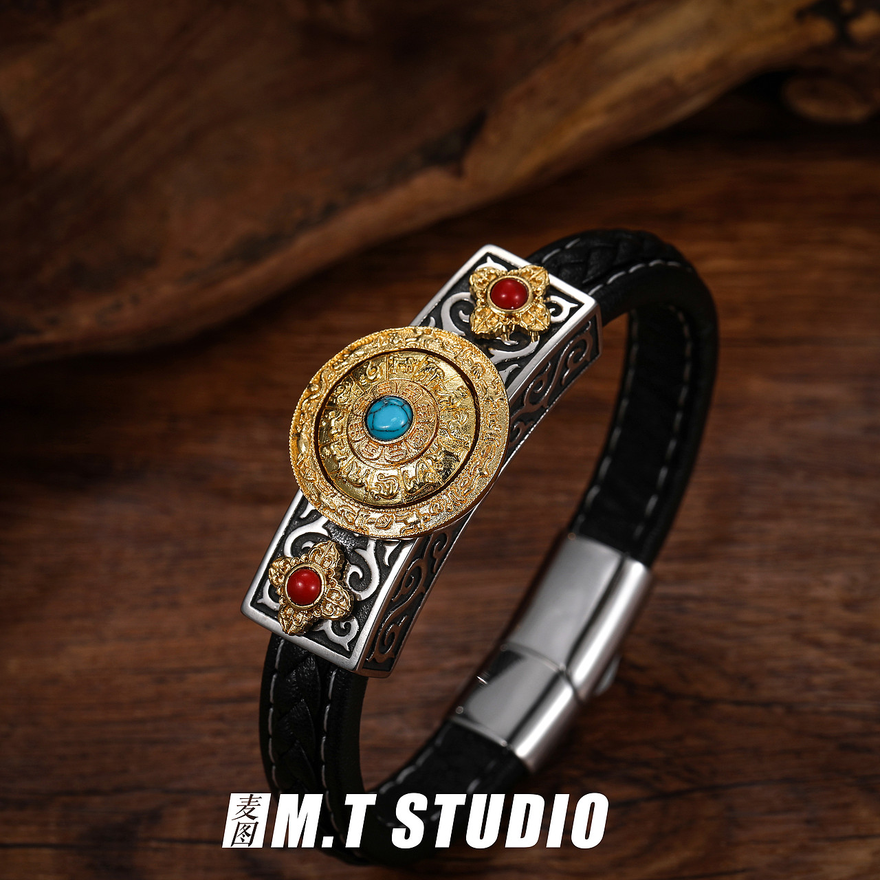 饰品首饰手链静物平铺拍摄 男士手链复古风格拍照