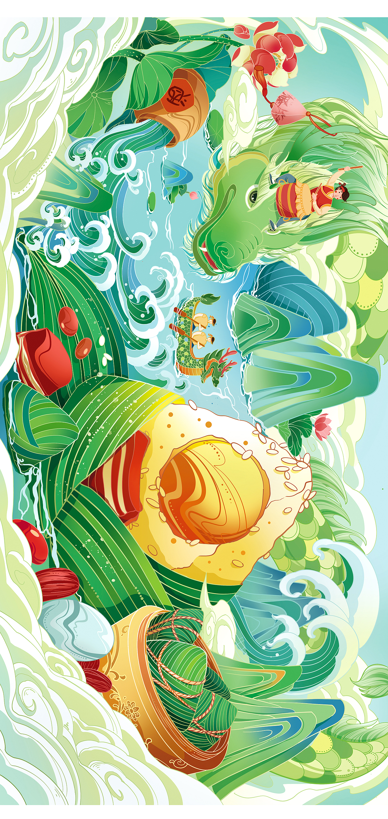 端午节粽子包装插画 | 端午节kv