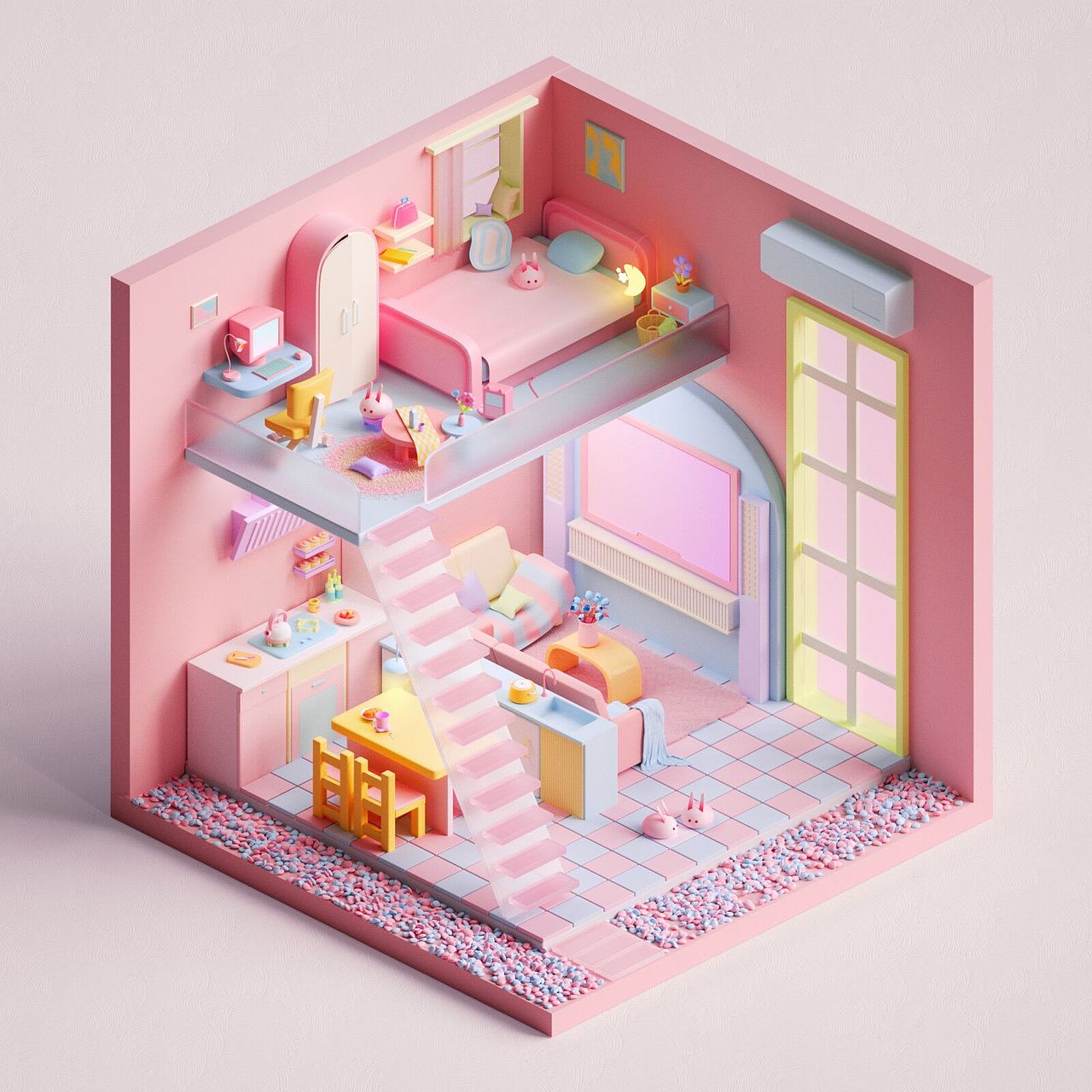 近期C4D零基础课程小房间案例优秀作业-C4D蜂巢计划(图ZMzQ0MDQxNjg0) - 场景 - 站酷设计师我就是NiaoNiao原创素材 - 站酷ZCOOL