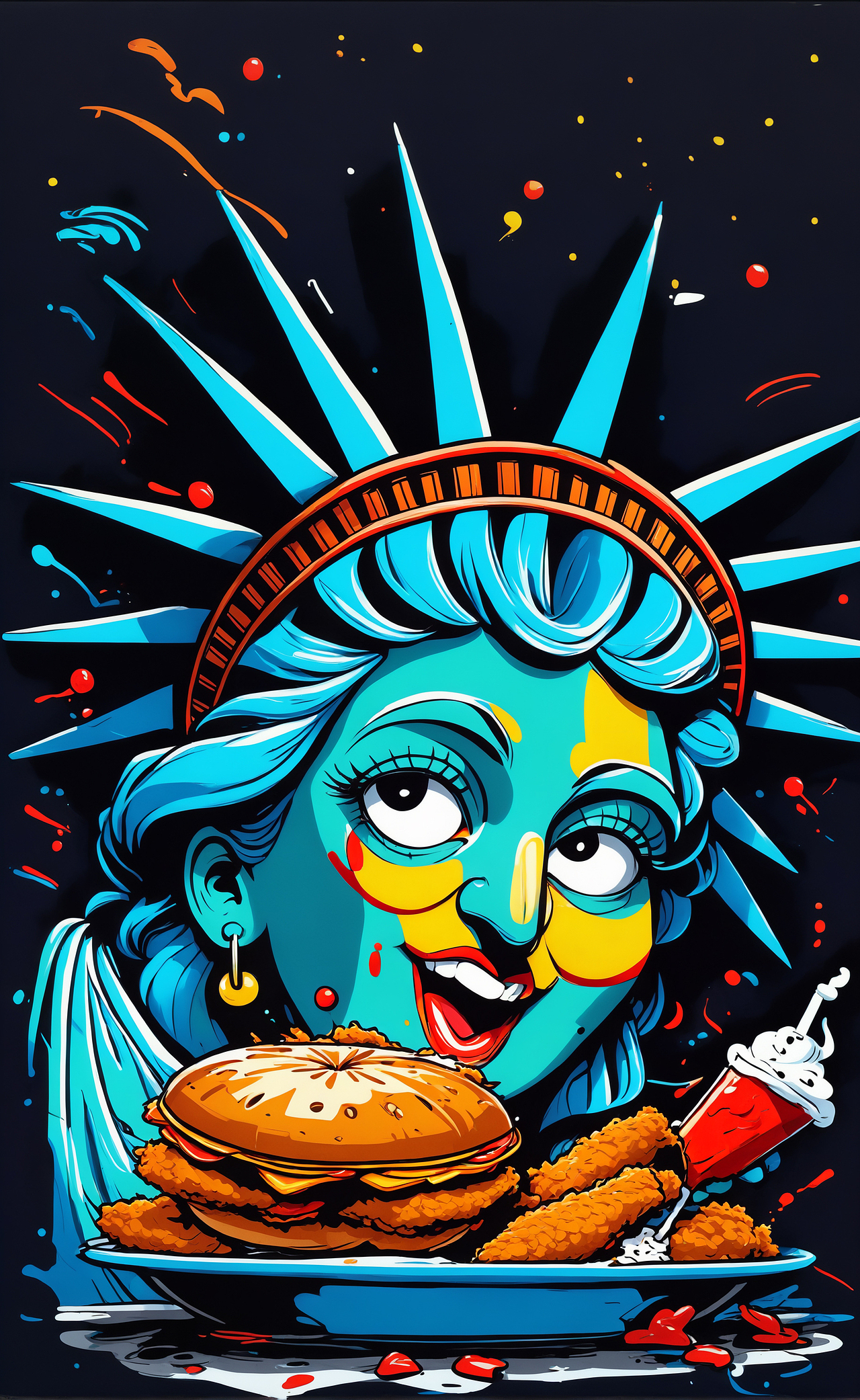 加点文字就能用的美式卡通涂鸦女神炸鸡自由图（图ZMzY5OTM4MzEy） - 商业插画 - 站酷设计师加点文字原创素材 - 站酷ZCOOL