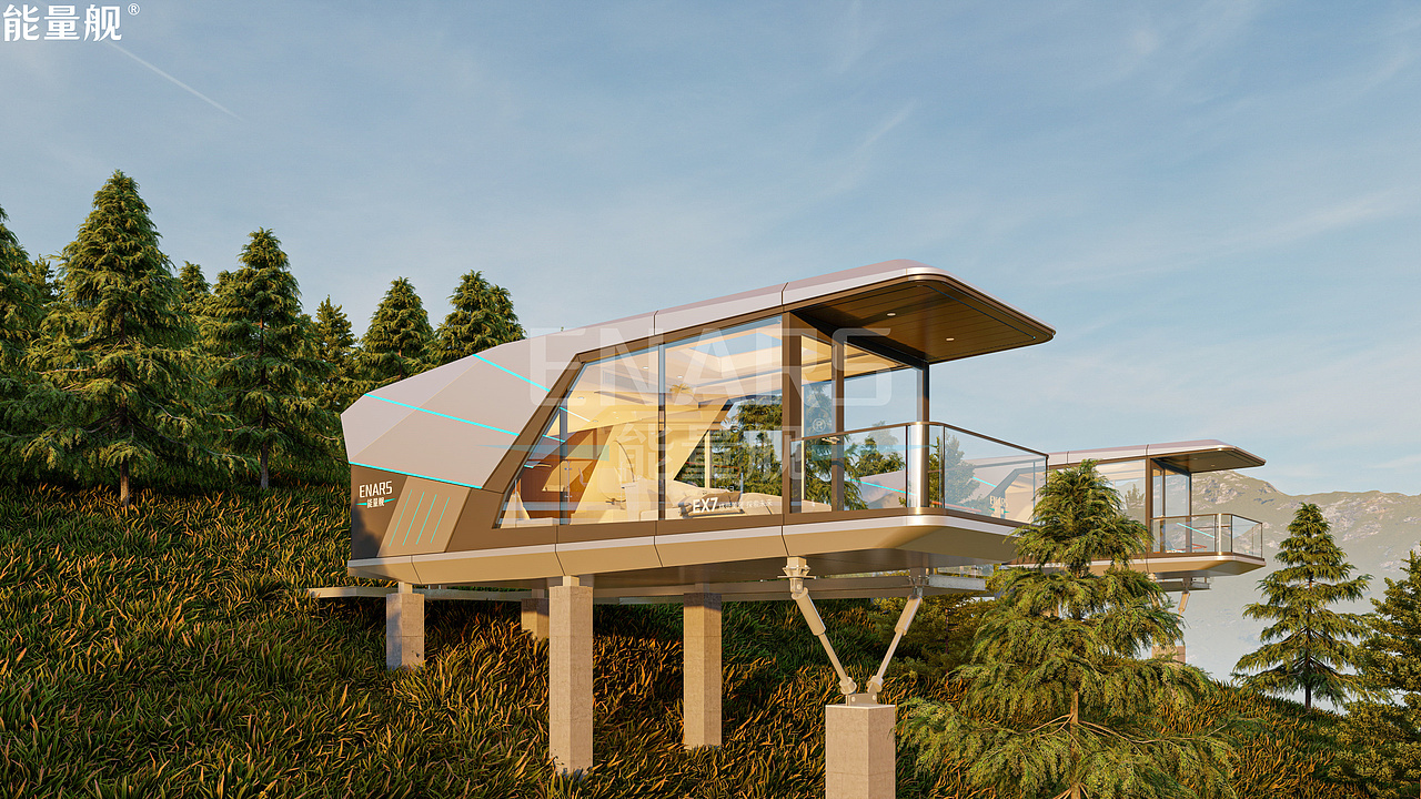 悬崖海景:景区野奢可移动太空舱民宿能量舰的极致体验