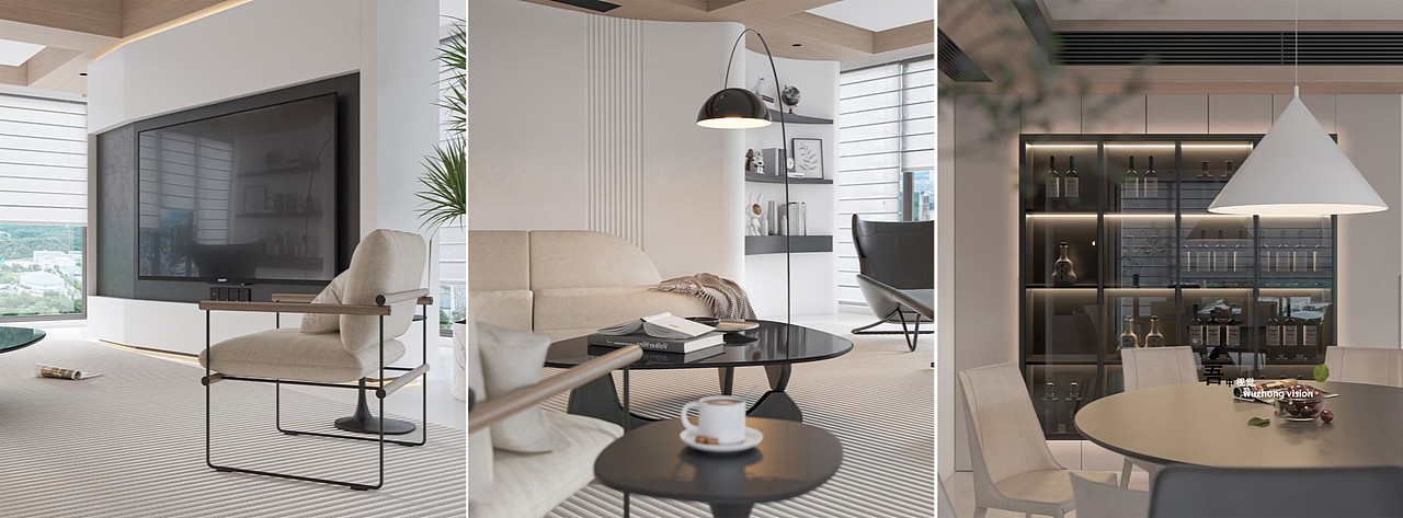 现代极简客餐厅效果图