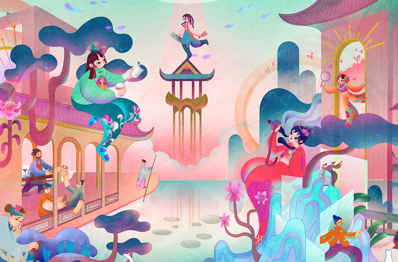 红楼梦新游记（图ZMzA2NjQ5NDY4） - 商业插画 - 站酷设计师JULES朱朱原创素材 - 站酷ZCOOL