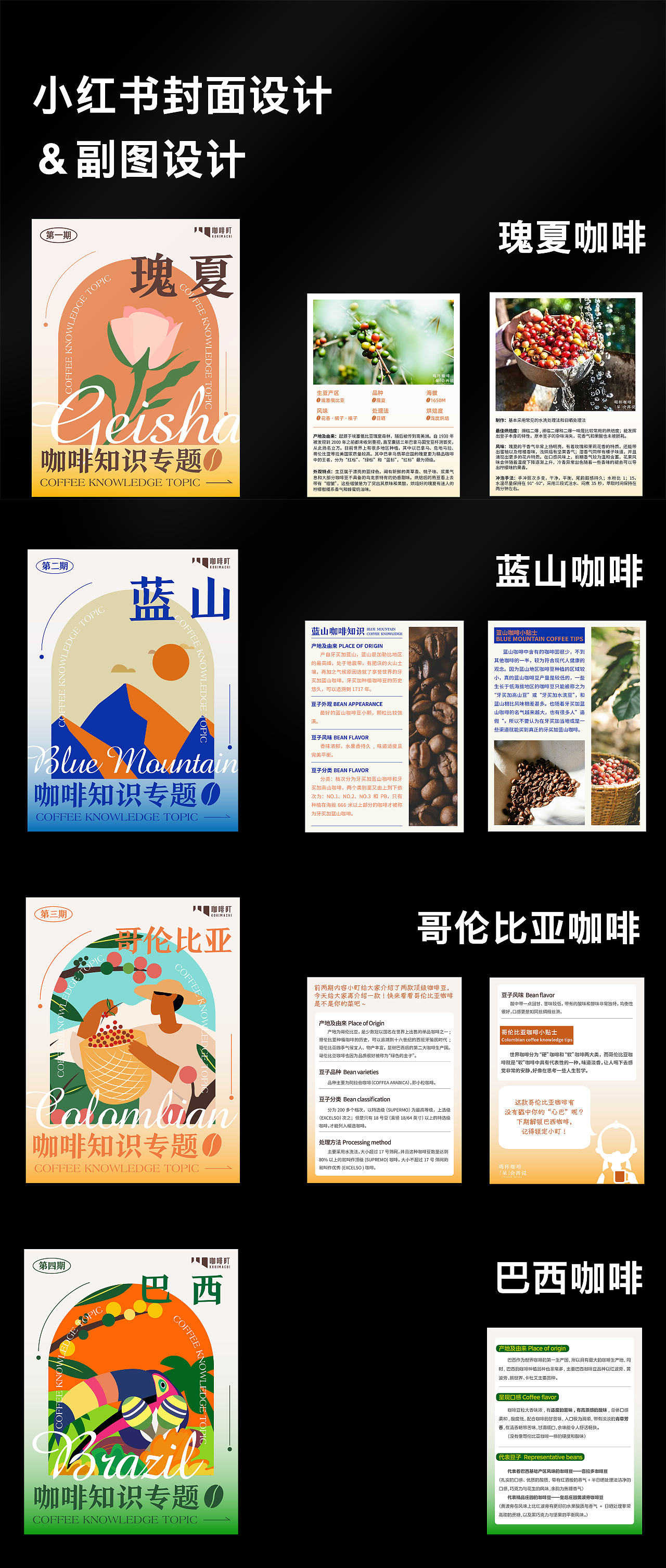 小红书-咖啡封面扁平风插画设计